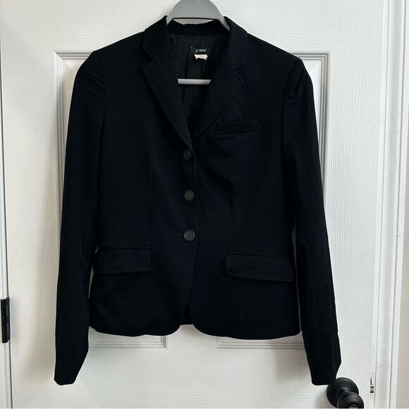 J. Crew Black 100% Wool Blazer Suiting Jacket Suit Women's Size 4 - Picture 2 of 10